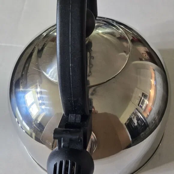 Classic Stainless Steel Whistling Tea Kettle - 2 Quart Stovetop Teapot - Mirror - Picture 2 of 10